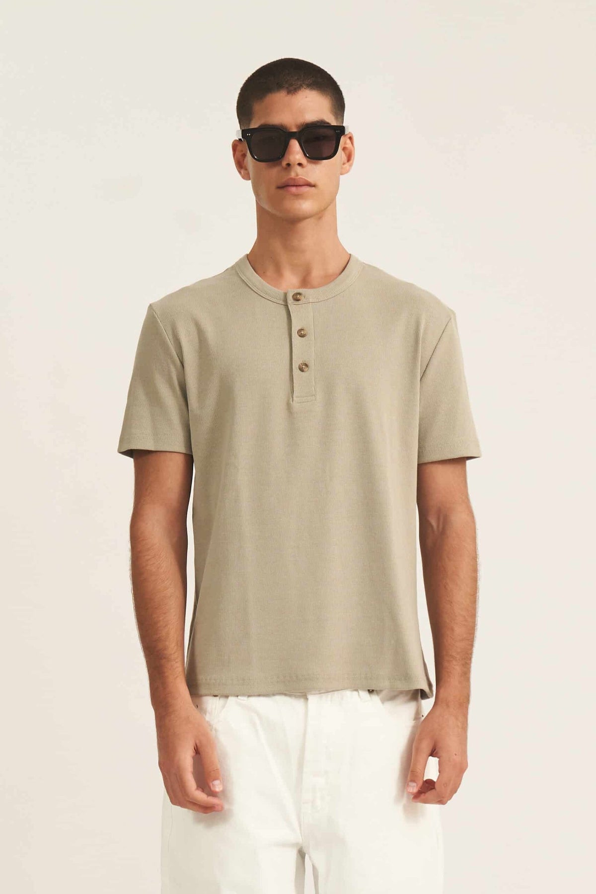 Rib Button T-Shirt