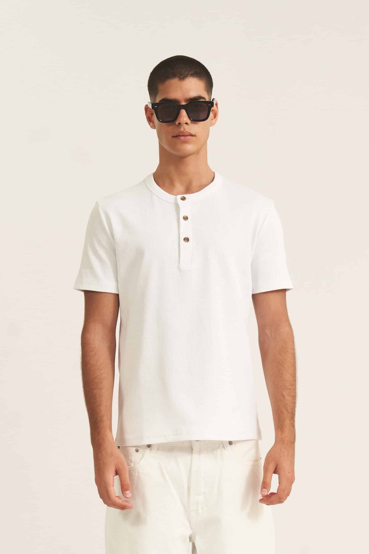 Rib Button T-Shirt
