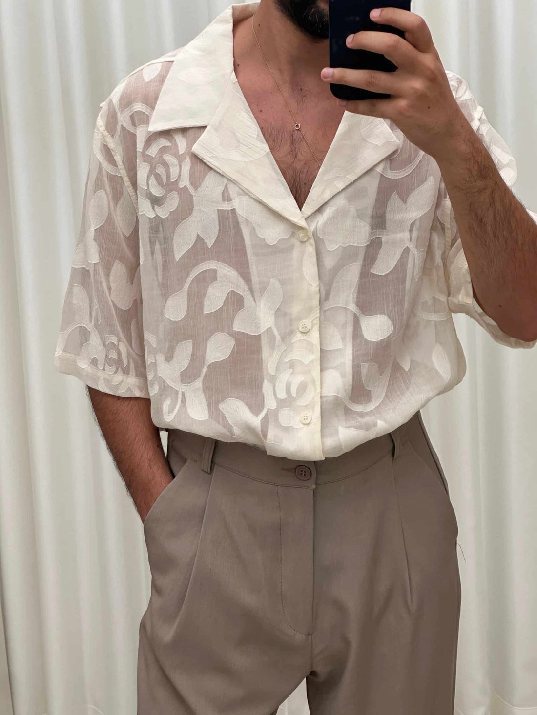 Beige Textured Shirt