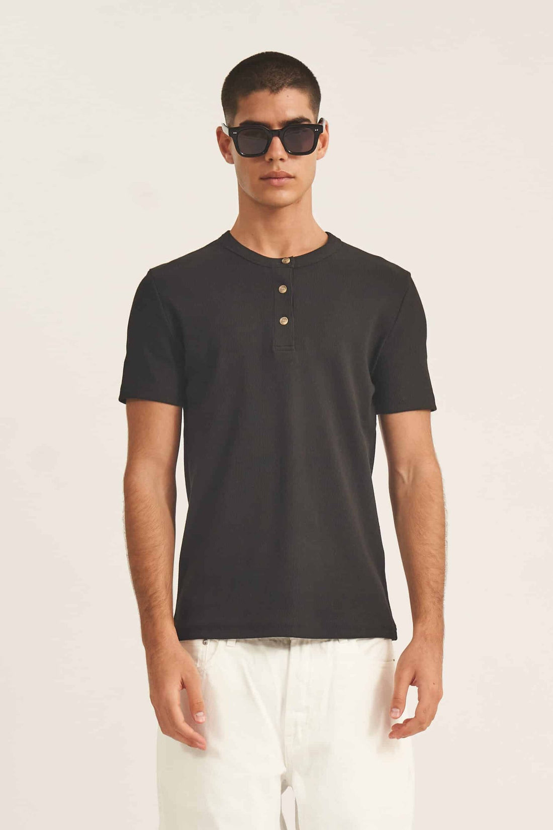 Rib Button T-Shirt